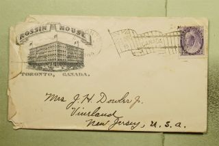 Dr Who 1899 Canada Toronto Flag Cancel Rossin House Hotel Advertising E42310