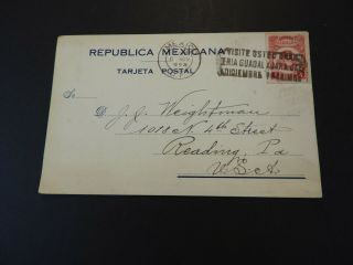 Mexico City To Us Pa Postal Card Sc 612 1923 Cover Lot 271