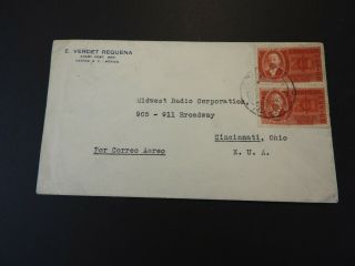Mexico City To Us Cincinnati Oh Sc 76 Pair Airmail Cover Lot 263