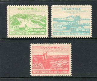 Colombia 524 - 526,  1945,  25th Anniversary Of Air Mail Service,  Complete