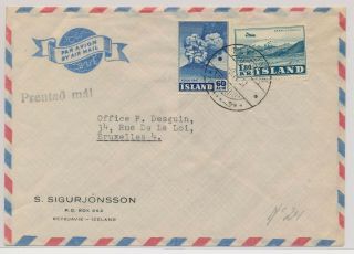 Lk81081 Iceland 1953 To Belgium Airmail Cover