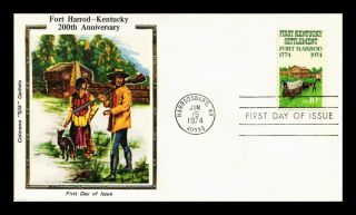 Us Cover Fort Harrod Kentucky Bicentennial Fdc Colorano Silk Cachet