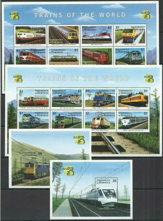 V878 Dominica Transportation Trains Of The World World Expo 99 2kb,  2bl Mnh