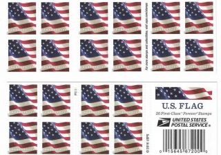 2017 Usps Forever Stamps Flag Postage 100 Stamps (5 Books Of 20)