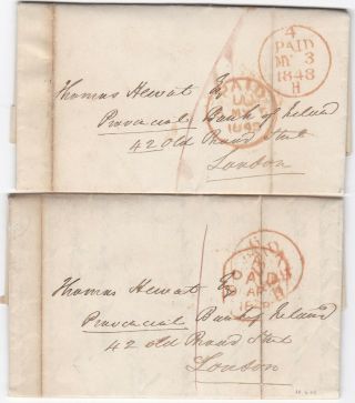 1848 X 2 Provincial Bank Of Ireland Dublin E/ls To London Branch Demand For Gold