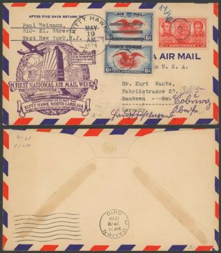 Usa 1938 - 1st Flight Air Mail Cover Kitty Hawk 34770/24