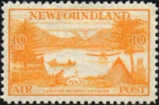 Newfoundland 1933 Airmail Issue 10c Orange - Yellow Sg.  231 (hinged)