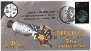 19 - 114,  2019,  Apollo 11 Moon Landing,  Pictorial Postmark,  Jpl Dedication,  Event