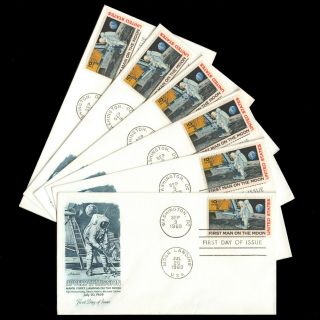 Us 1969 Sc C76 (6) Moon Landing Artmaster Cachet Air Mail Fdc First Day Covers
