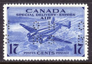 Canada Special Delivery Air Official Oce2,  1943 4 - Hole " Ohms " Perfin,  Vf,  Og - Nh