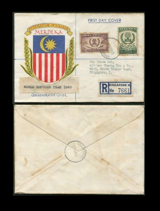 Malaya/malaysia 1960 Refugee First Day Cover,  Regd Locally In Singapore.