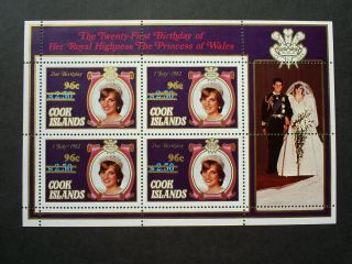 Cook Islands Stamp Sheet - Let Of 4 X Over Printed 96c Gold In Princess Of Wales.