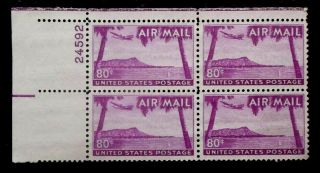 Buffalo Stamps: Scott C46 Diamond Head Plate Block,  Nh/og & Vf,  Cv = $30