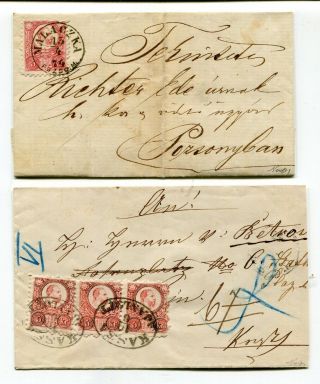 Hungary 1873 / 1874 - Two Early Stamped Covers - Wax Seals - Great Postmarks