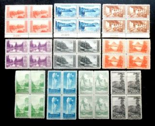 Buffalo Stamps: Scott 740 - 749 National Parks Blocks,  Nh/og & F/vf - Xf
