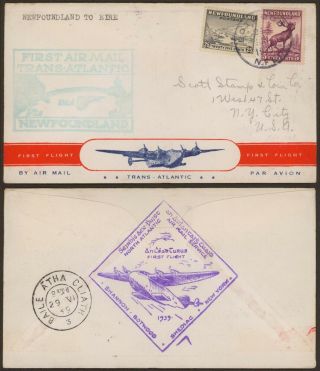 Newfoundland Canada 1939 - 1st Flight Air Mail Cover To Ireland 30521/11