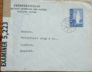 Iceland 1941 Cover With Post Office Wafer Seal Censored In England