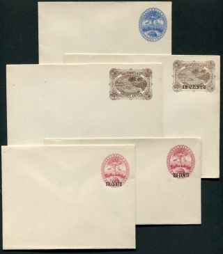 Seychelles 1895 - 1901 Postal Stationery Envelopes X5 Different