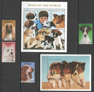 U42 1997 Dominica Fauna Dogs Of The World 2305 - 14 Michel 16,  3 Eu Set,  Bl,  Kb Mnh