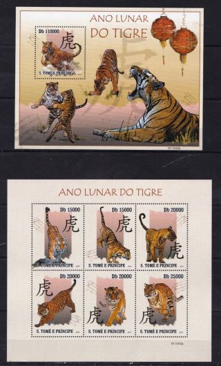 Sao Tome 2010 - Lunar Year Of Tiger - China Astrology Animals On Stamps Mnh Ce