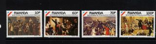 Rwanda 1342 - 45 (1990 French Revolution Set) Vfmnh Cv $8.  65