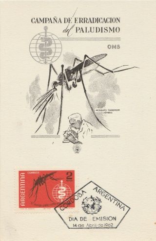 Malaria Paludisme Fdc 1962 Argentina Maximum Card