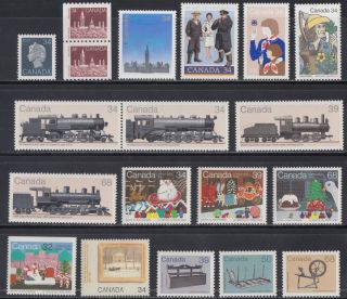 Canada Xf Mnh 1985 Selection Of 22 Stamps And A Souvenir Sheet $10.  49 Face Value