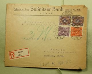 Dr Who 1922 Germany Sassnitz Registered To Berlin Pair E45575