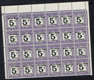 South West Africa 1923 Postage Due Transvaal 5d Setting Vi Mnh Block