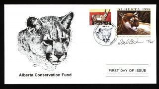 Alberta Awf3e 1998 Signed First Day Cover Cougar By Derek C.  Wicks