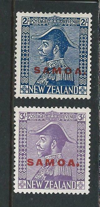 Samoa 1926 - 27 2s Light Blue/3s Pale Mauve Cowan Paper Pair Mm Sg 169/170 Cat £66