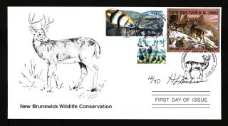 Brunswick Nbw9e 2002 Signed First Day Cover Whitetail Deer By Hayden Lambson