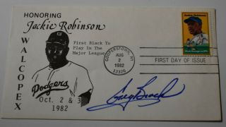 1982 Jackie Robinson Brooklyn Dodgers Fdc Cover Signed By Greg Brock