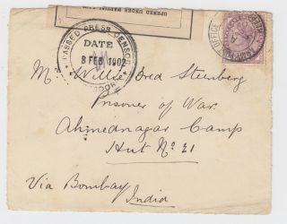 Boer War Klerksdorp Army Post Office 1902 Front Passed Press Censor Ahmednagar