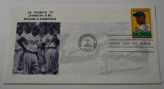 1982 Jackie Robinson Brooklyn Dodgers Fdc Cover Tribute To Jackie