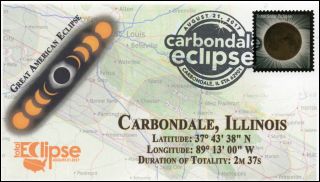 17 - 225,  2017,  Total Solar Eclipse,  Carbondale Il,  Event Cover,  Pictorial Cancel,