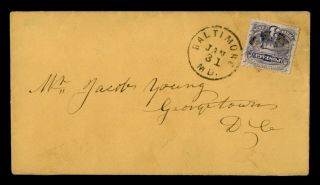Dr Who 1860s Baltimore Md Fancy Cancel To Georgetown Dc E70162