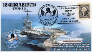 17 - 269,  2017,  Uss George Washington,  Cvn - 73,  Navy,  25th Anniv.  Event Cover