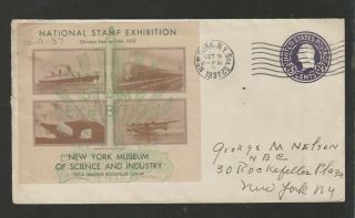 Us 1937 National Stamp Exhibition Private Souvenir Sheet Tied On Cover