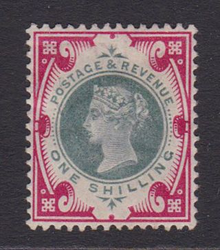 Gb.  Qv.  1887.  Sg 214,  1/ - Green & Red.  Well Centred.  Mounted.