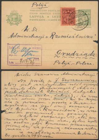 Latvia 1931 - Postal Stationery To Poland 32122/13