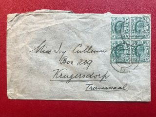 Kevii Block Of 4 - 1/2d Transvaal Cover With Wax Seal - Ref240