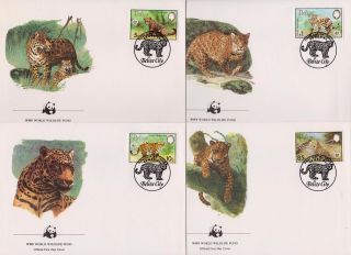 Belize 1983 World Wildlife Fund - Jaguar Cat - 4 First Day Covers - (128)