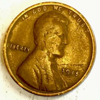 1915 - P Wheat Penny / Cent - Great Detail - - Only 19.  0 Million Minted