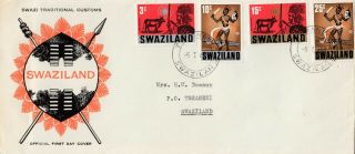 Swaziland 1968 Traditional Custom Set On First Day Cover