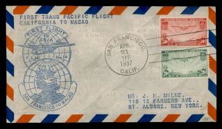Dr Who 1937 First Flight San Francisco Ca To Macau Fam 14 E68823