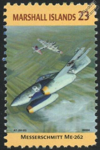 Wwii Messerschmitt Me.  262 Schwalbe Vs.  B - 17 Aircraft Stamp (marshall Islands)
