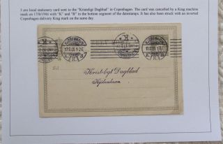Denmark.  Fine 3 øre Local Rate Stationery Card At Copenhagen In 1906.