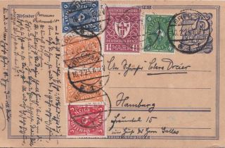 Germany 1923 P.  S Card 75pfg Plus Other Inflation Adhs Bremen To Hamburg