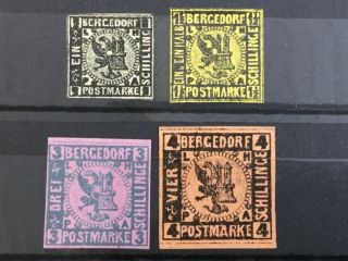 Old Stamps Germany/bergedorf X 4 Reprints